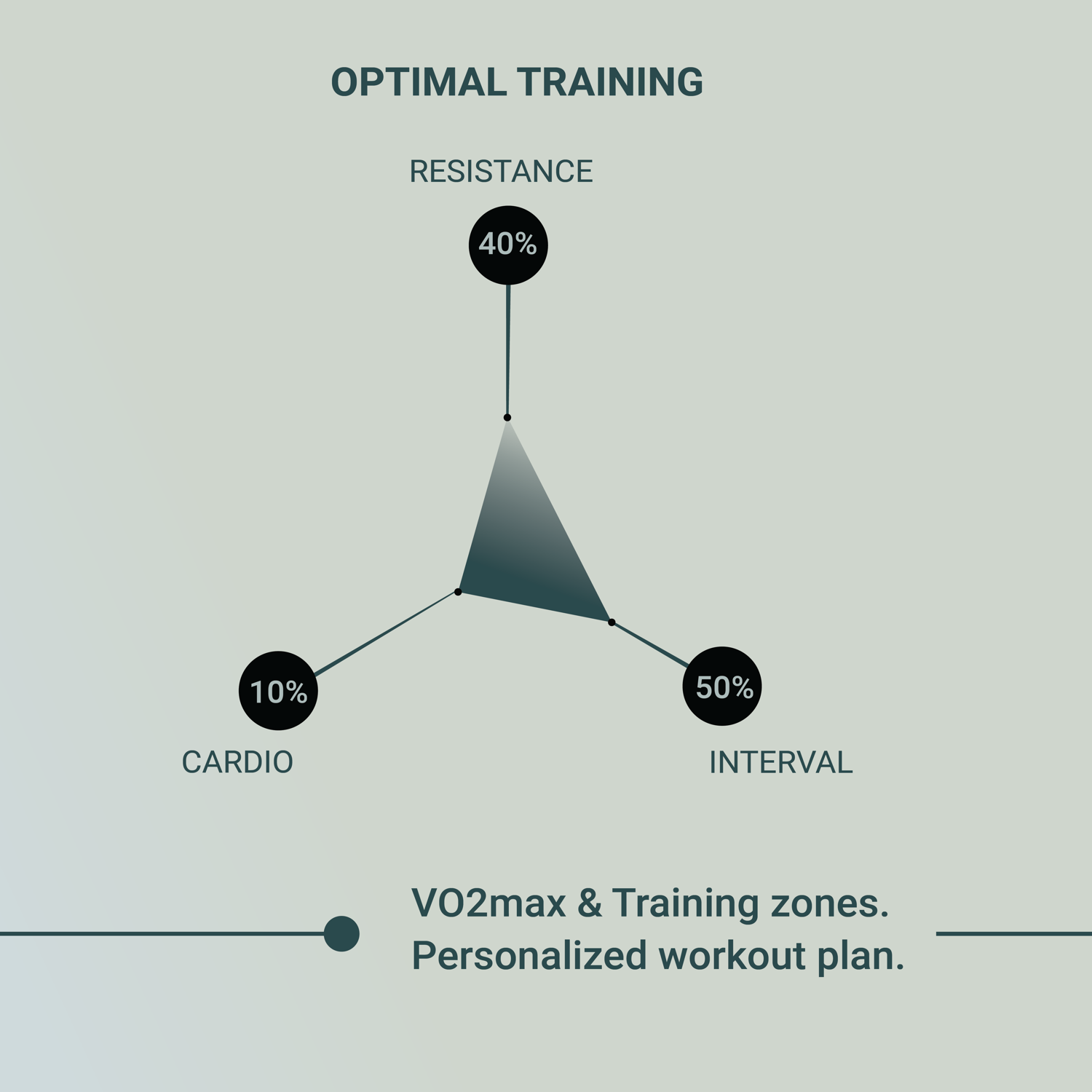 Optimal training is the right mix of resistance, interval and cardio — a personalized plan from your VO2max and training zones